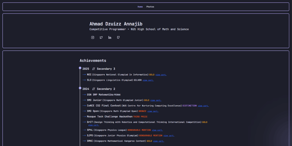 Tampilan portofolio dari 
Ahmad Dzuizz Annajib.